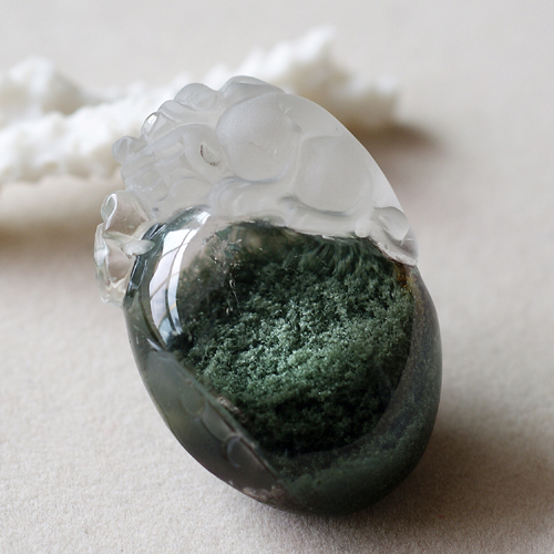 水晶绿幽灵平安牌,绿幽灵水晶补五行