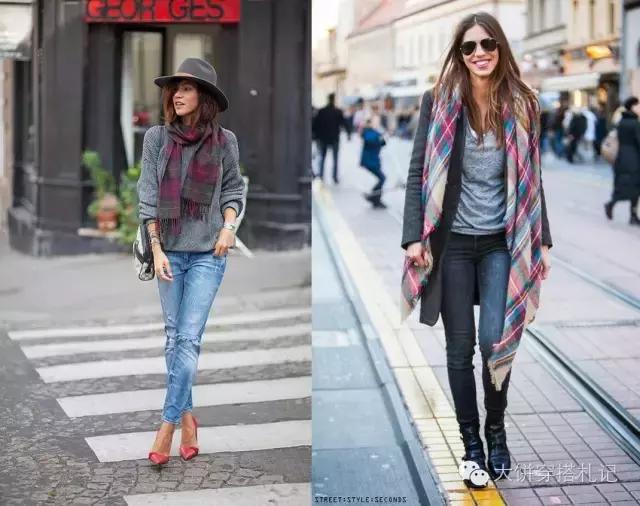 丝巾围巾搭配秋冬,丝巾围巾时髦搭配系法