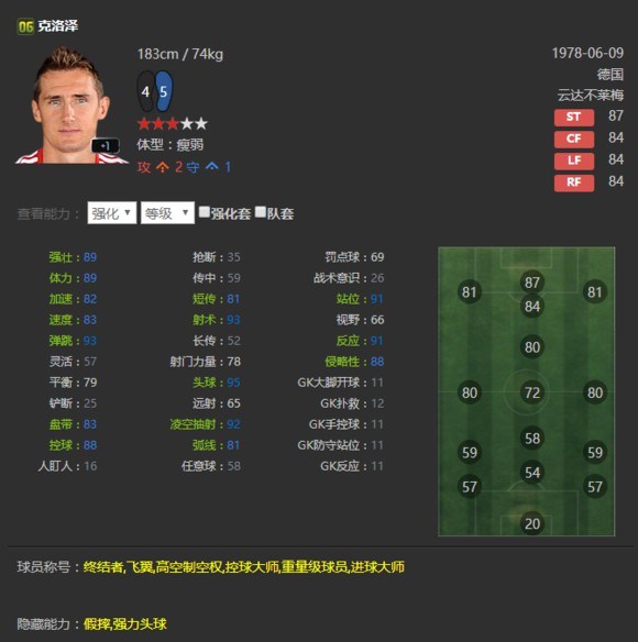 fifaonline3克洛泽名人堂,fifaol3克洛泽