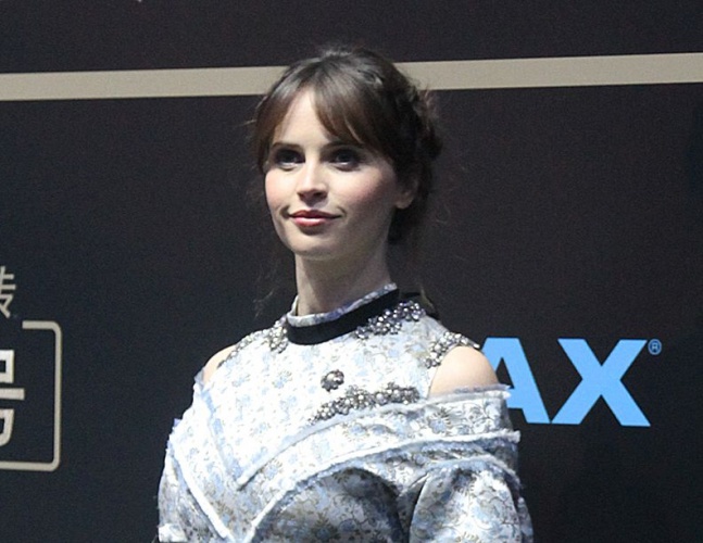 姜文《侠盗一号》红毯人气高菲丽希缇蓝裙优雅