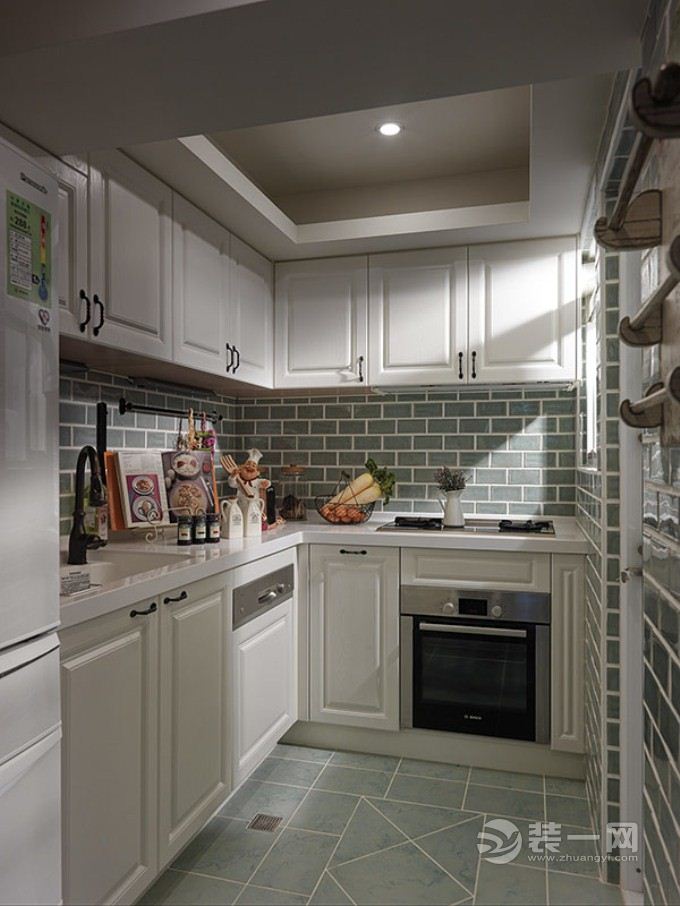 清新海洋风绍兴金色丽都小区123平三居室地中海风格装修案例