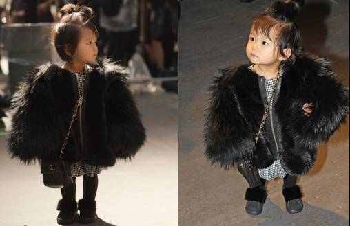 一位三岁的小美女带着叔叔参加时装周,潮爆了!范冰冰爱死她了!