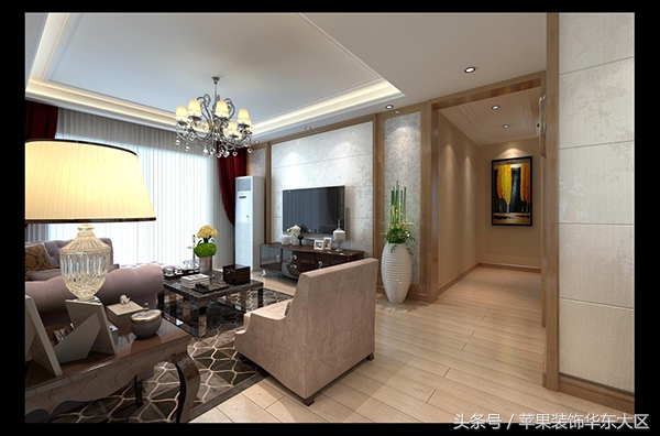 苹果装饰装修案例,绿地中心93平米装修效果图