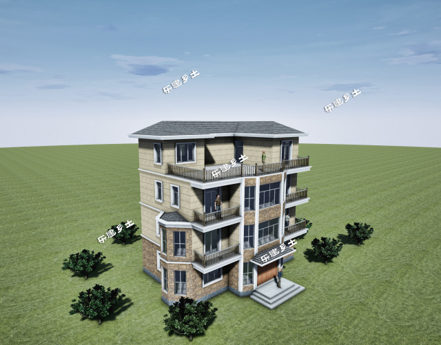 广州乡村自建14X9米四层民宅全套图纸+360°全景展示