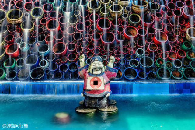 佛山石湾公园马桶瀑布,最奇葩的景点马桶瀑布