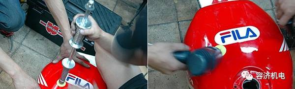 摩托车油箱凹陷怎么恢复视频,摩托油箱撞凹了怎么修复