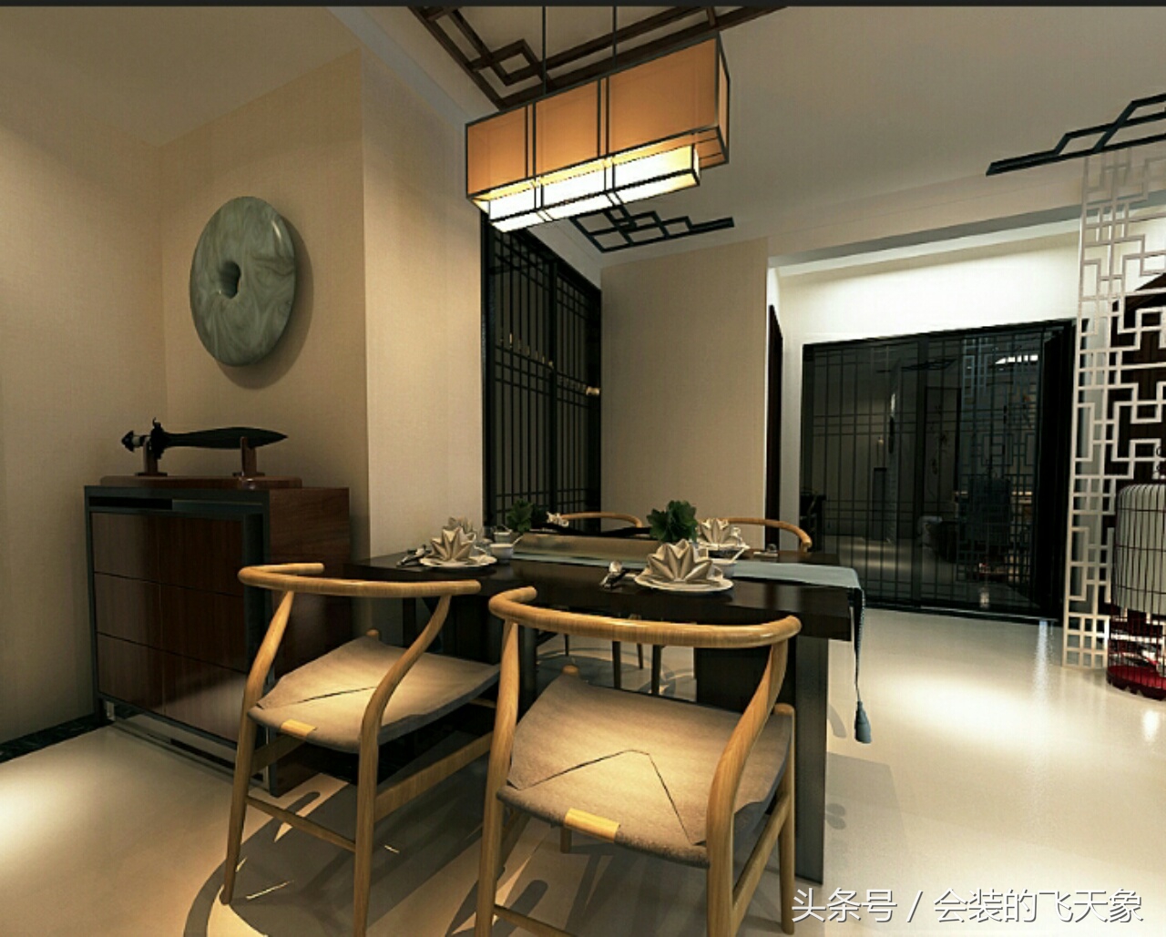 镂空隔断设计超美沈阳中海国际社区89平中式装修效果图