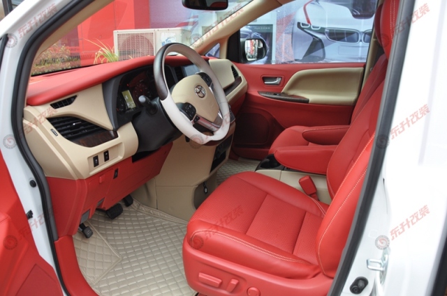 丰田塞纳柚木色耐磨地板,丰田塞纳航空座椅星空顶木地板