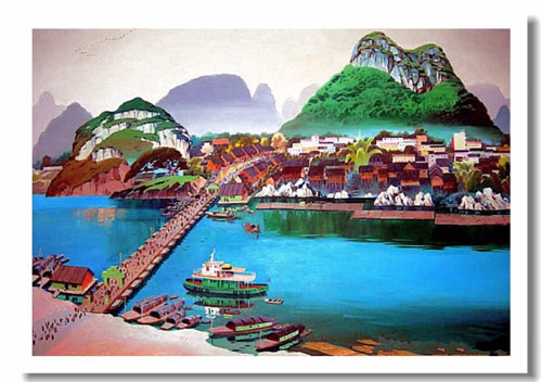 天天漫画网：实力派画家王培堃《水彩风景画---广西八景之滨》