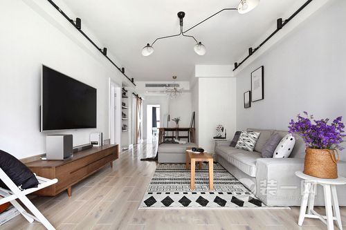 设计费5000元苏州景山*瑰园玫**87㎡北欧风格三居设计案例实景图，厨房门的设计比较有个性！