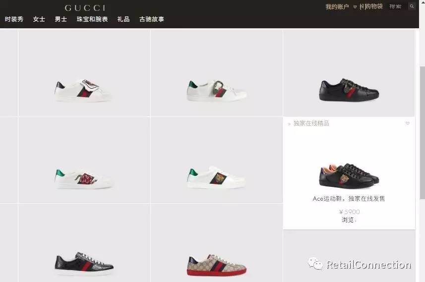 一份今日刚上线的Gucci.cn在线购物商店的神秘访客报告