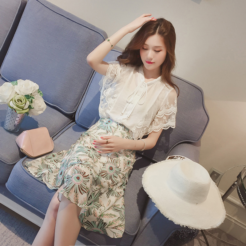 高腰西装荷叶边中长款半身裙大码,高腰金属别针包臀荷叶边半身裙