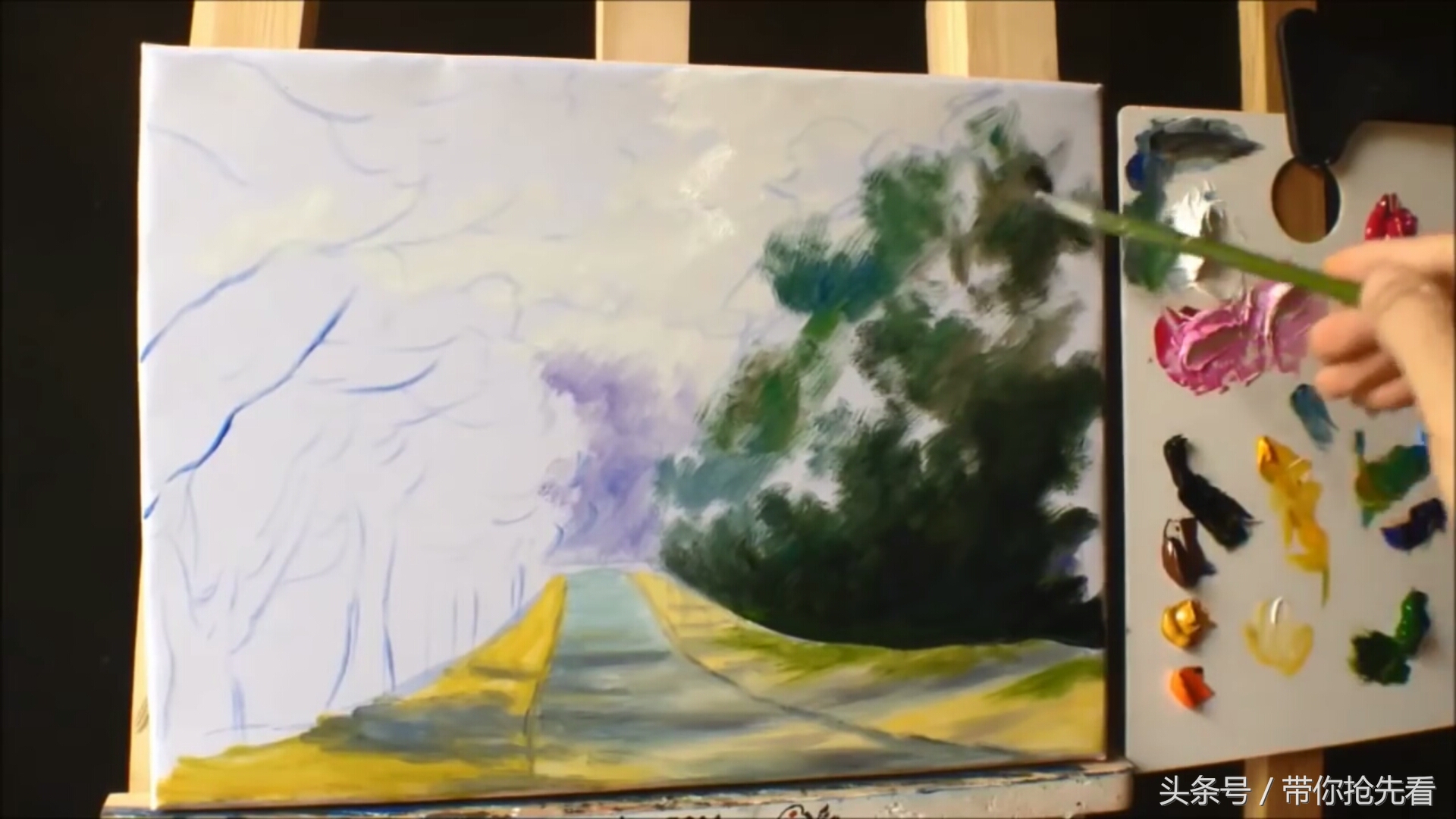 丙烯颜料画樱花树教程视频,丙烯颜料樱花的画法