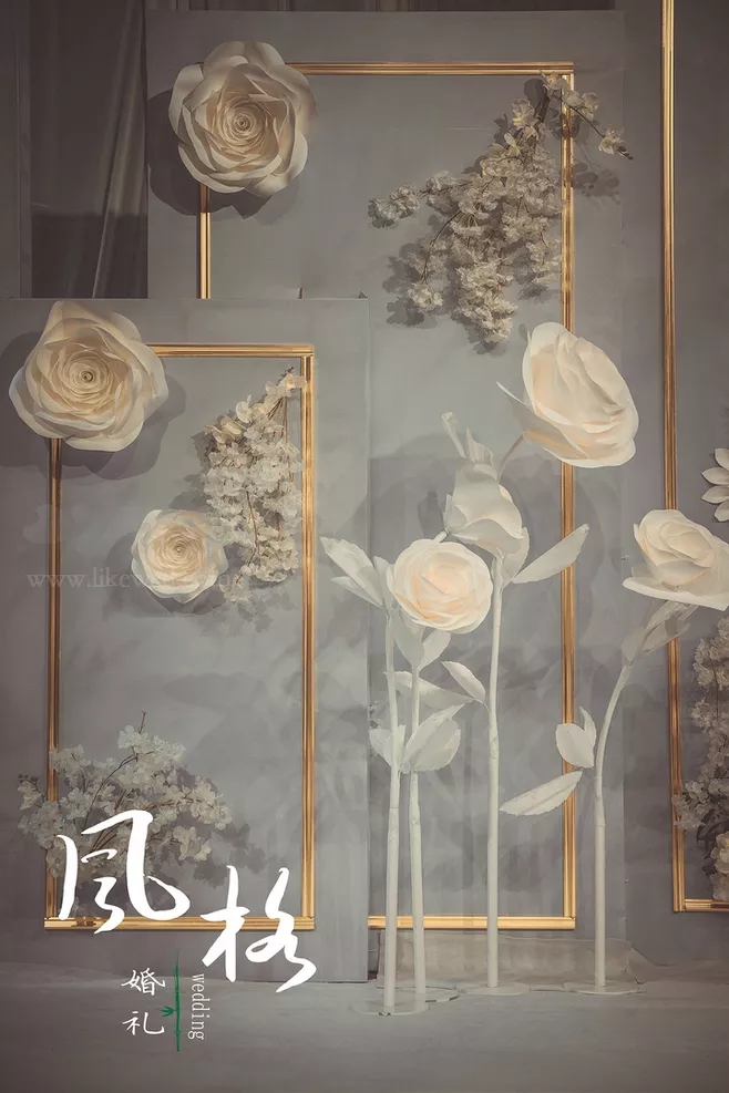 户外婚礼场景布置效果图,红色系婚礼户外布置场景