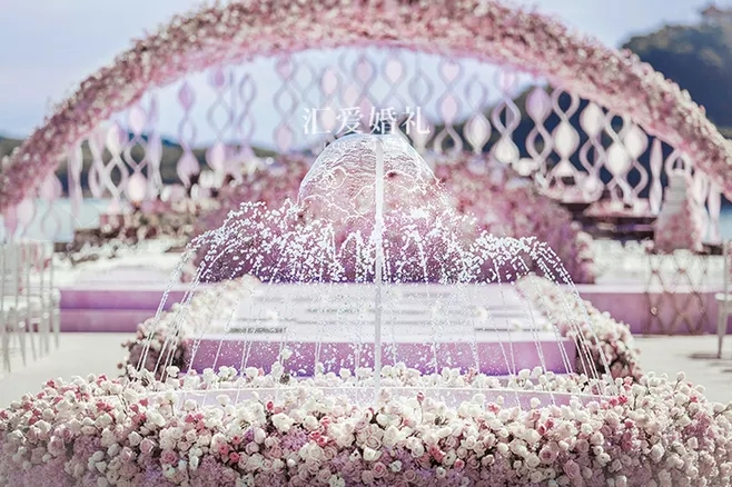 户外婚礼场景布置效果图,红色系婚礼户外布置场景