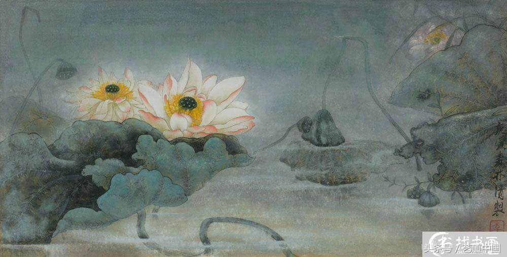 非学院派画师,画师画的荷花有多美