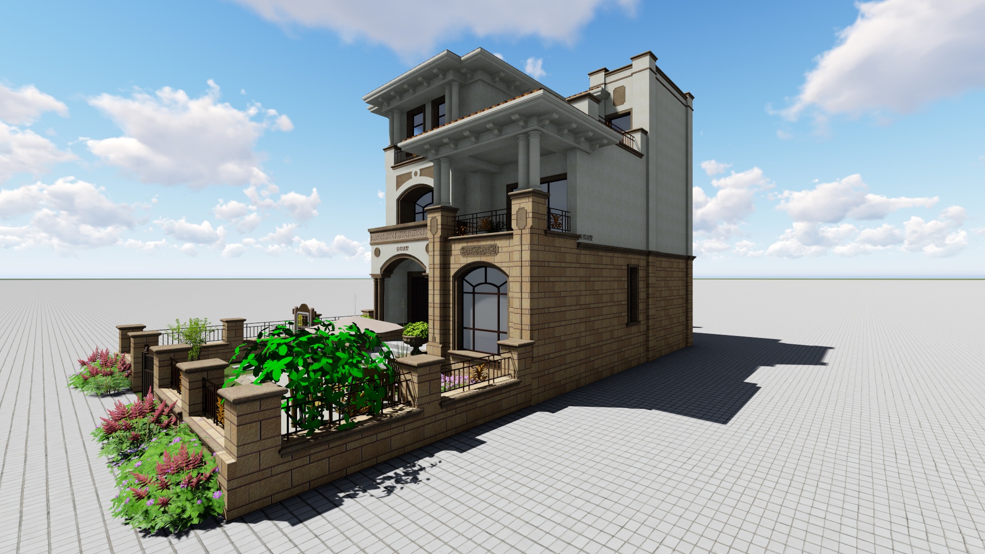 长方形农村两层自建房四合院,农村长方形地块自建房