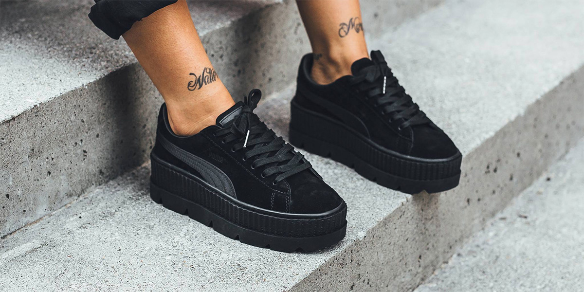 彪马松糕鞋蕾哈娜穿起来,蕾哈娜彪马联名紫色鞋子穿搭