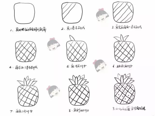 简单水果蔬菜简笔画,零食水果蔬菜简笔画