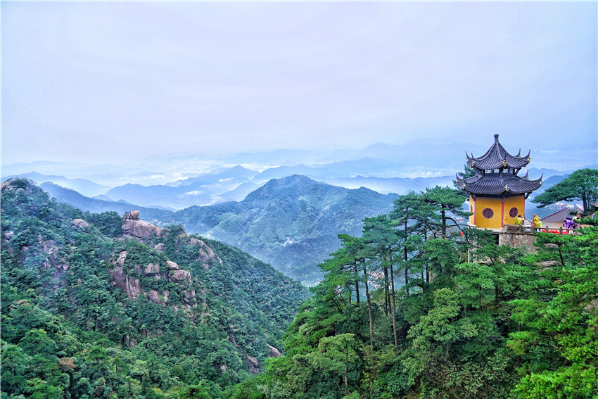 九华山天台景区航拍,九华山天台明月