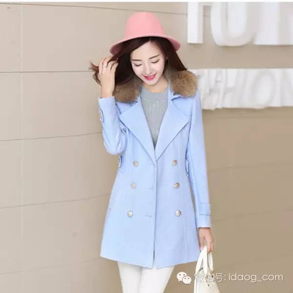 秋冬流行大衣女中长款毛呢外套 (中长款毛呢外套双排扣呢大衣图片)