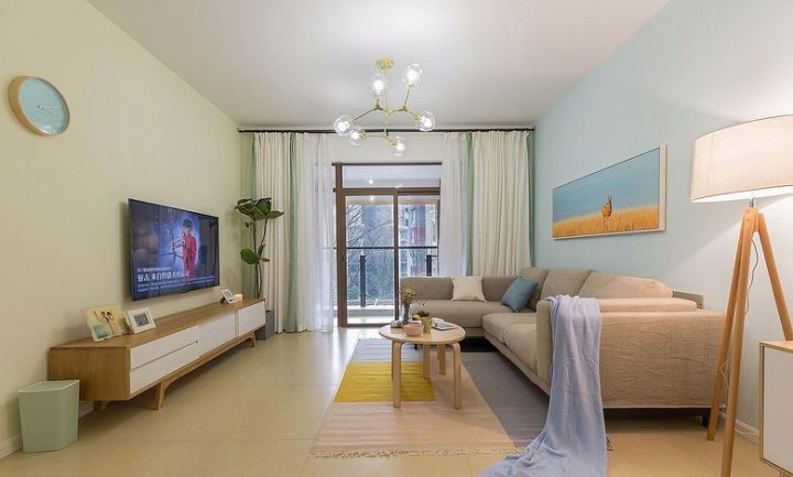 120平现代简约暖色系,120现代简约风三居室图片