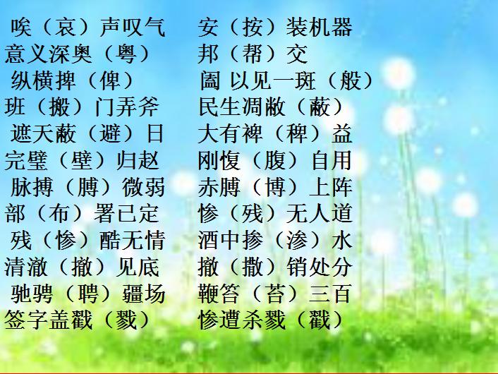 初中语文常见错别字成语,初一语文错别字归纳大全