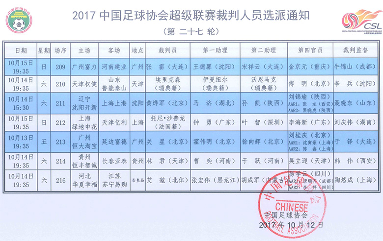 中超裁判最新消息裁判安排,裁判执法中超比赛赛程