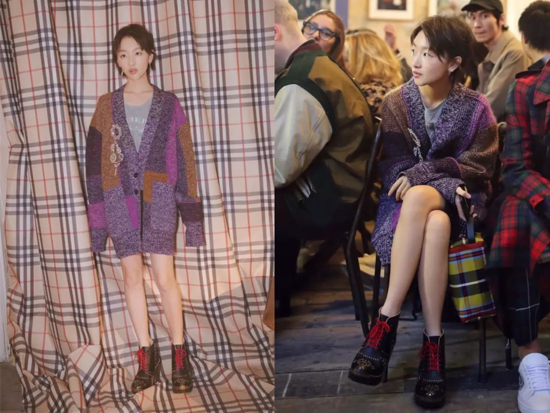 针织开衫搭配连衣裙的叠穿方法,短款浅驼色针织开衫冬季叠穿