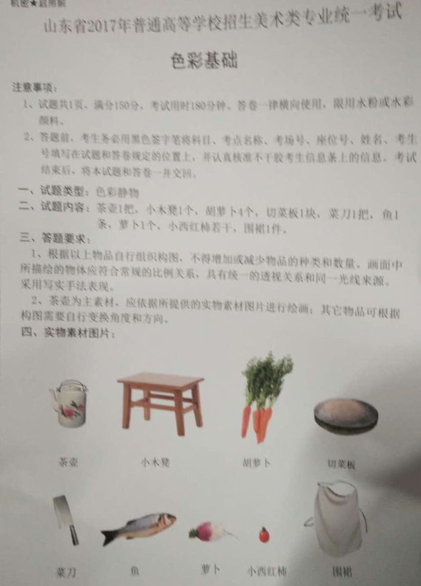 2021福建美术联考色彩考题优秀卷,山东美术联考2022考题色彩范画