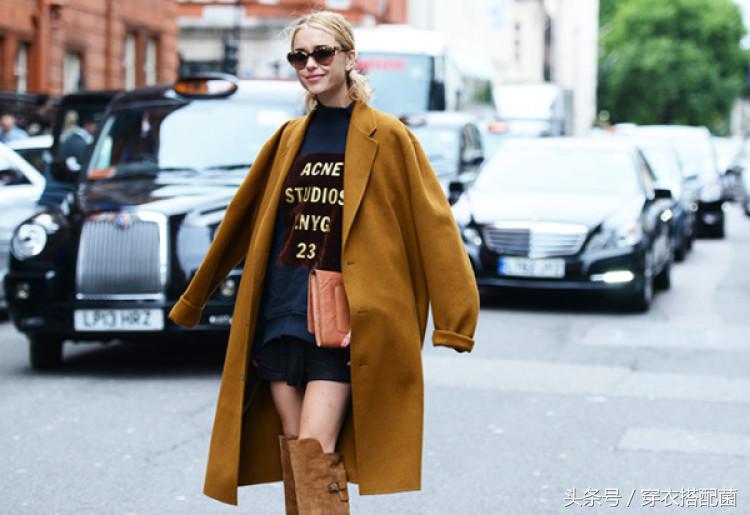 大衣如何穿搭女秋冬好看,黑色大衣连衣裙穿搭高级感