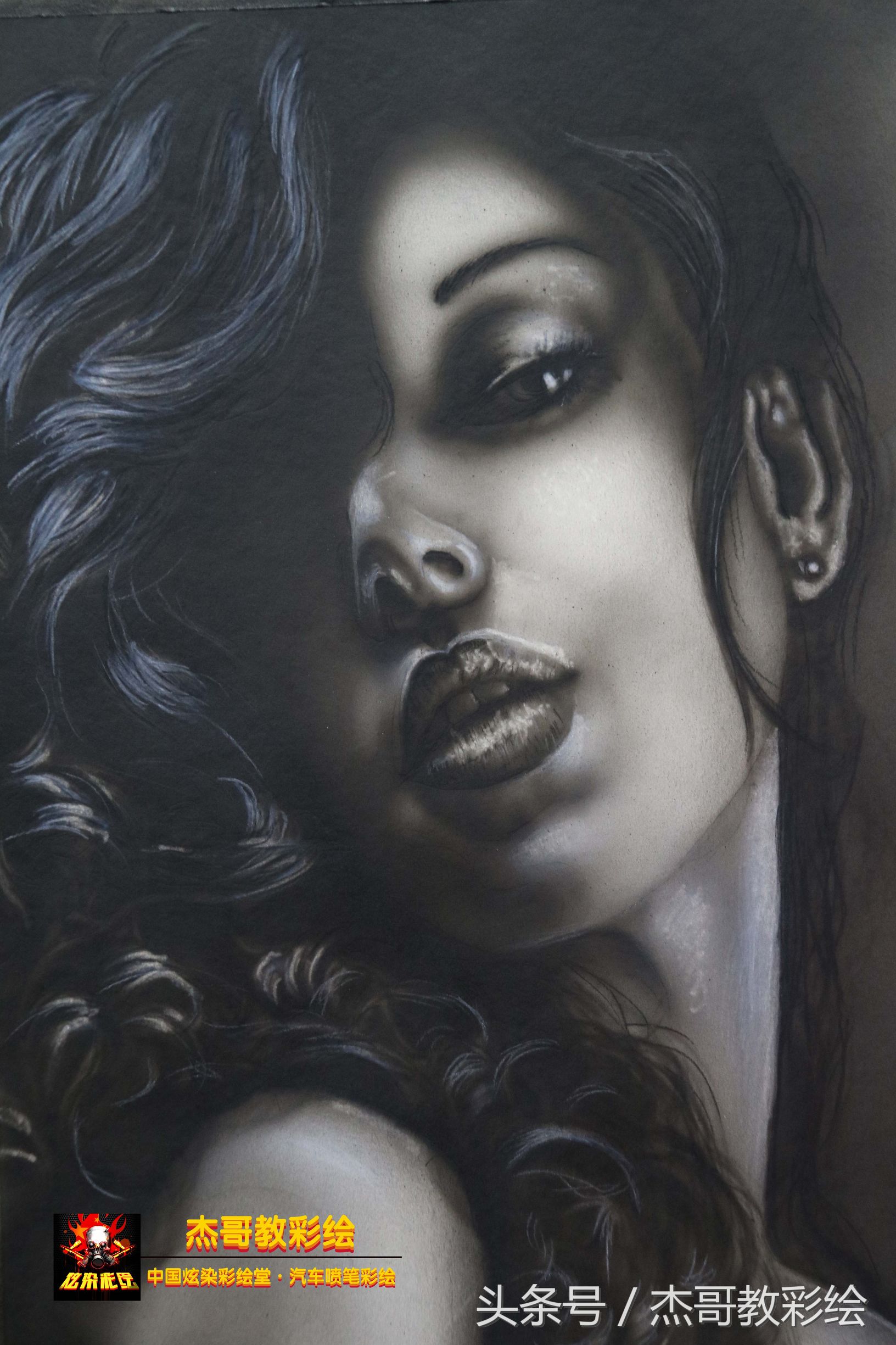 喷笔彩绘图片,喷漆创意绘画过程