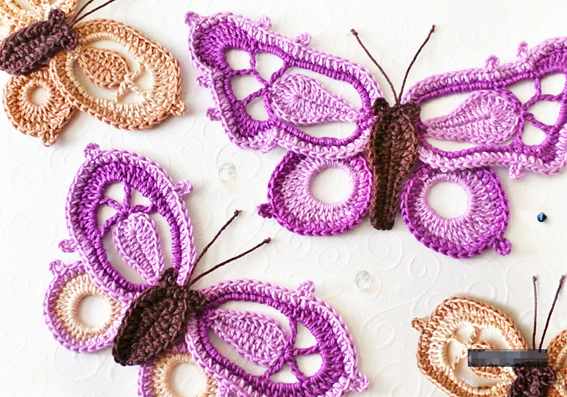 蝴蝶耳环项链的钩编教程,蝴蝶帽子的钩编方法第一部分