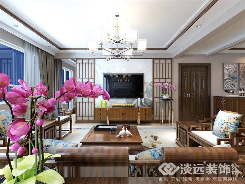 曲江轻奢风装修设计效果图,金玉满堂中式装修风格效果图