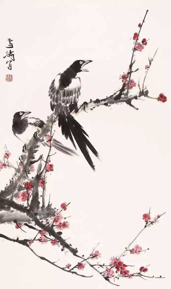 花鸟大师王雪涛画梅,王雪涛花鸟画图片梅花