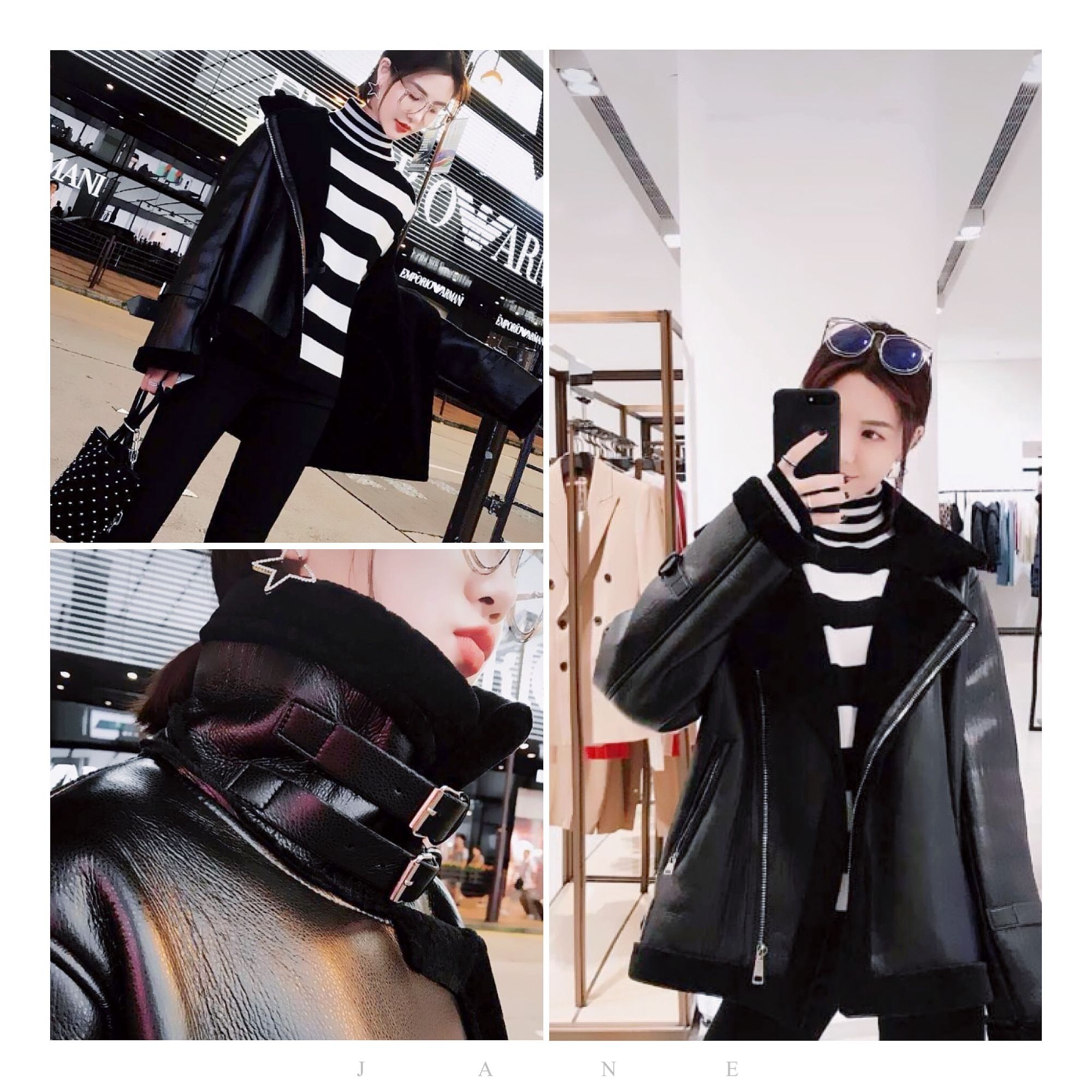 羊羔毛修身机车外套怎么搭配 (羊羔绒鹿皮绒机车服外套搭配)