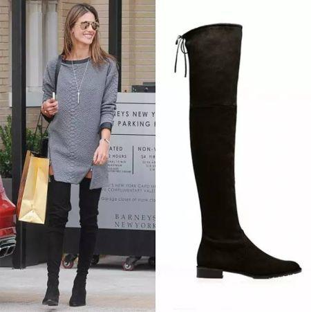 杨幂黑色抹胸过膝长靴,杨幂过膝长靴搭配