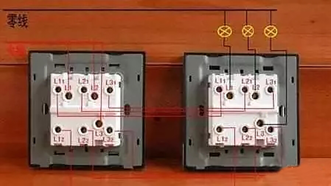 电工实操接线图一灯三控,电工知识一灯双控三控四控
