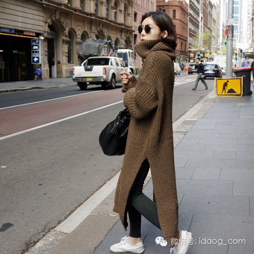 毛衣超级长,毛衣长高级感
