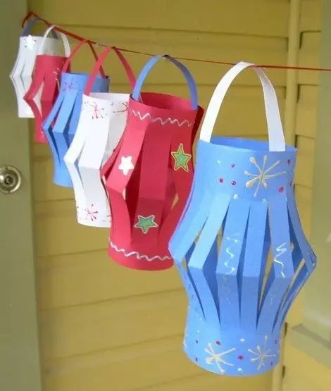 元宵节纸艺小灯笼手工制作教程,幼儿园最简单手工元宵大灯笼