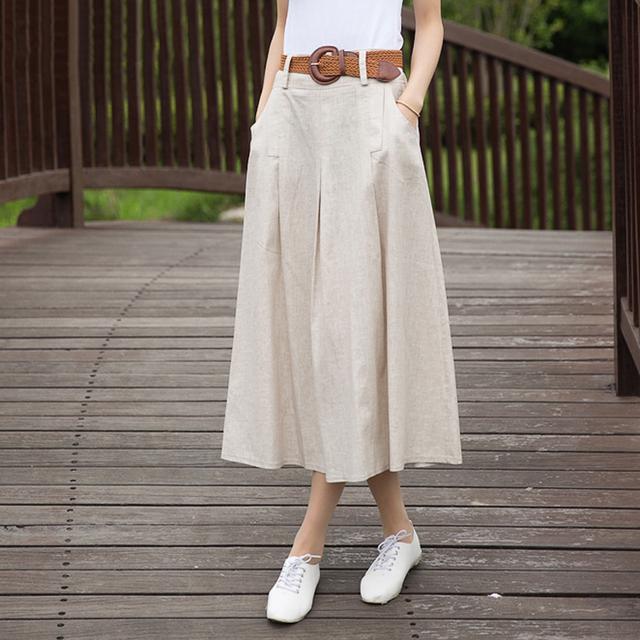 一条雅致的亚麻裙,文艺范儿白色亚麻裙