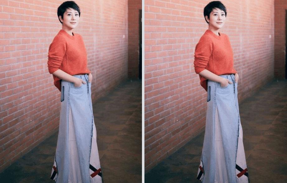 把牛仔裤拆了线当裙子穿，这手艺就服国民媳妇海清！