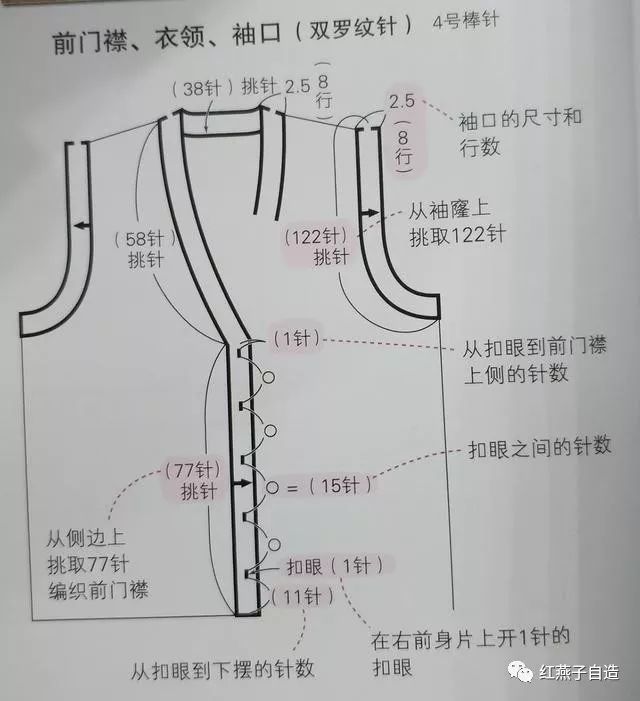 从上往下编织的开襟毛衣编织教程,从零开始学手工编织视频教程