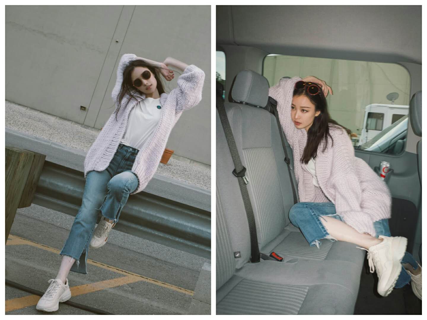 倪妮的针织开衫紫色 (倪妮同款开衫毛衣)