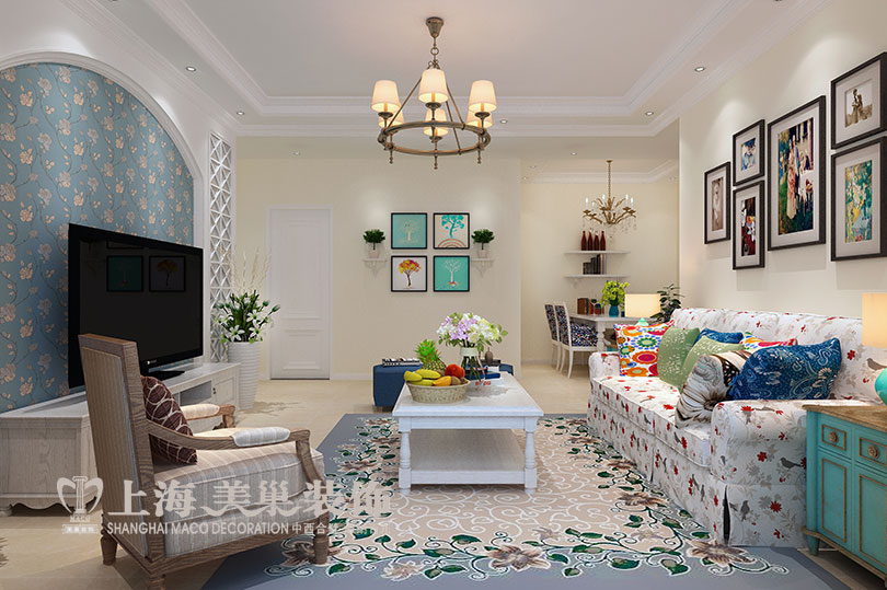 3米层高毛坯房美式田园设计,方正户型设计三房案例大全