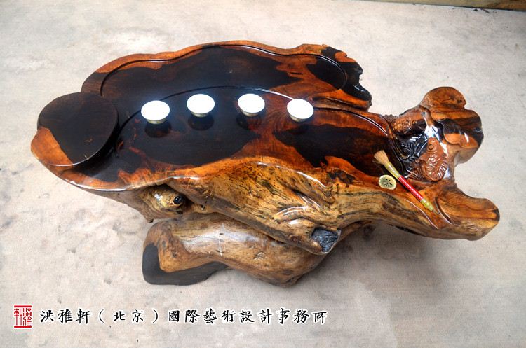 名匠实木小茶几鸡翅木,老榆木树根雕茶几