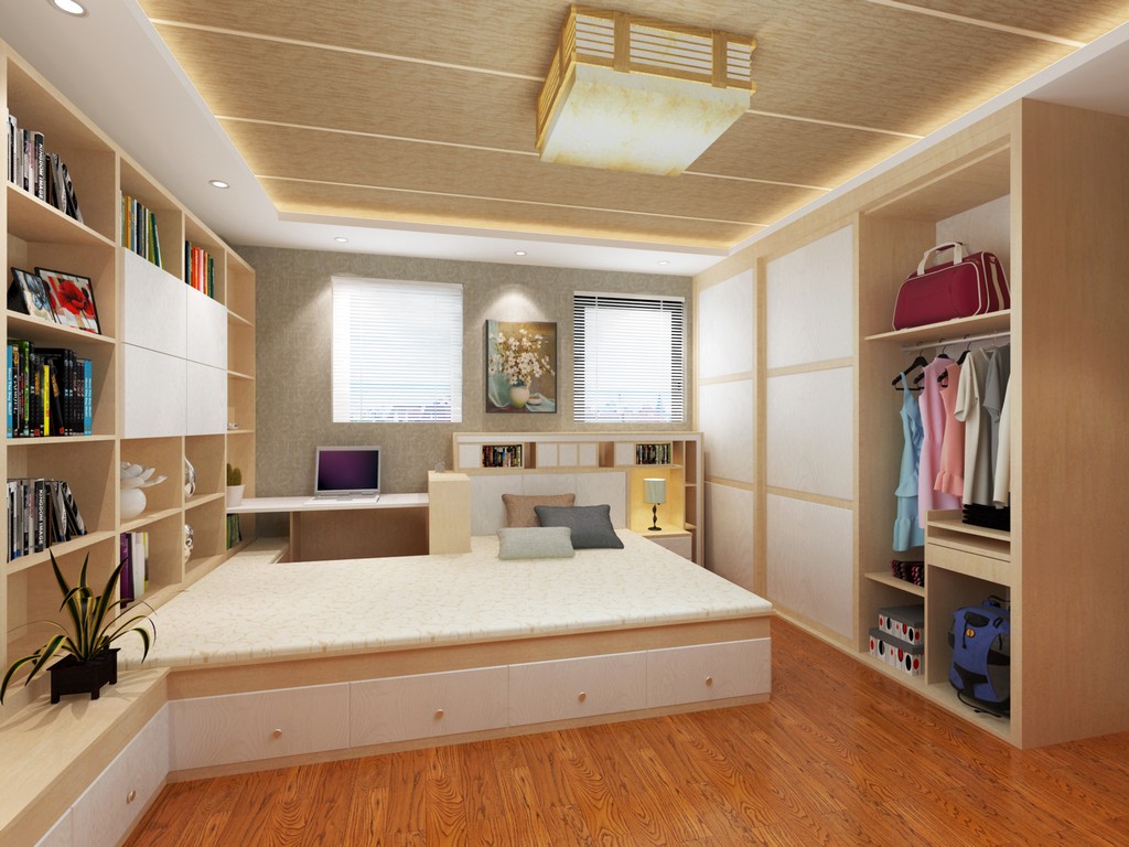 小户型榻榻米设计卧室带桌子,小户型榻榻米有书桌卧室效果图