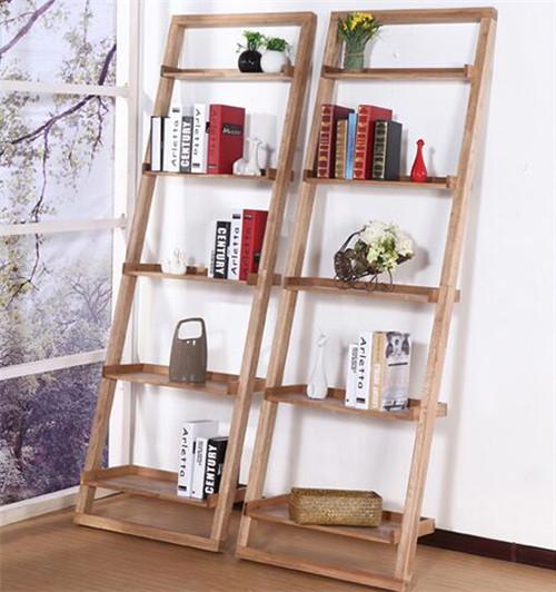 置物架小户型收纳,原木梯形置物架书架家用落地