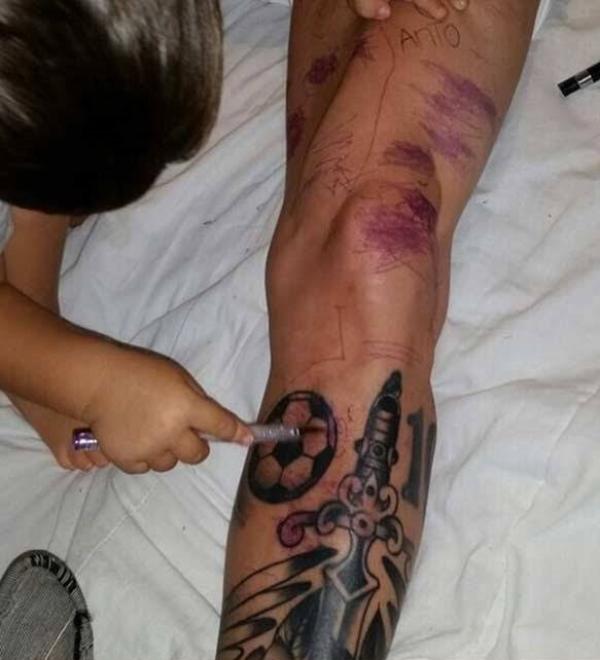 球星同款纹身,梅西经典庆祝动作纹身