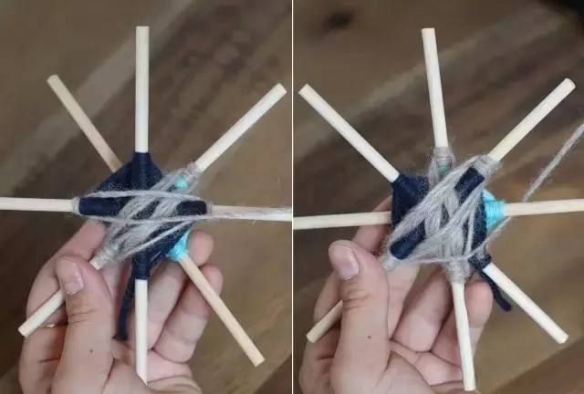 用毛线和竹棍编十字架,木棍编织方法图解